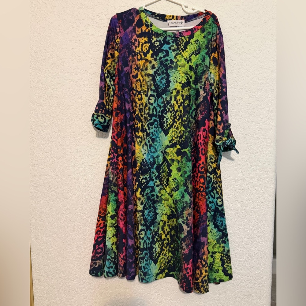 Multi-Color Animal Print A-Line Kids Dress - Naugles